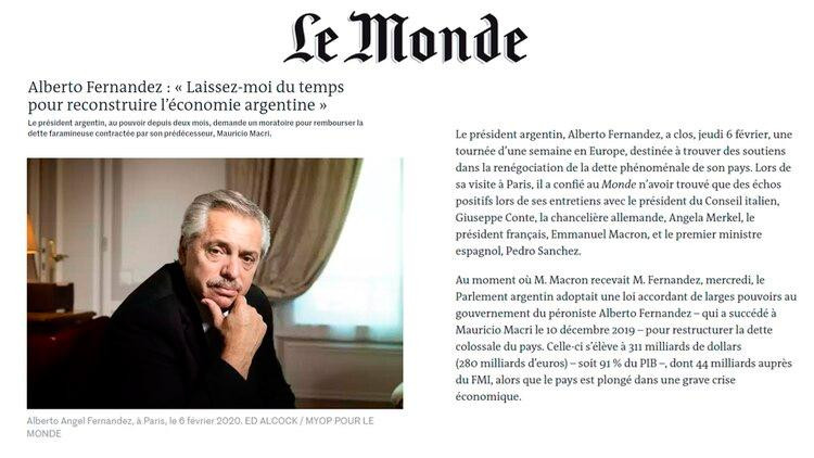 Alberto Fernández, Le Monde