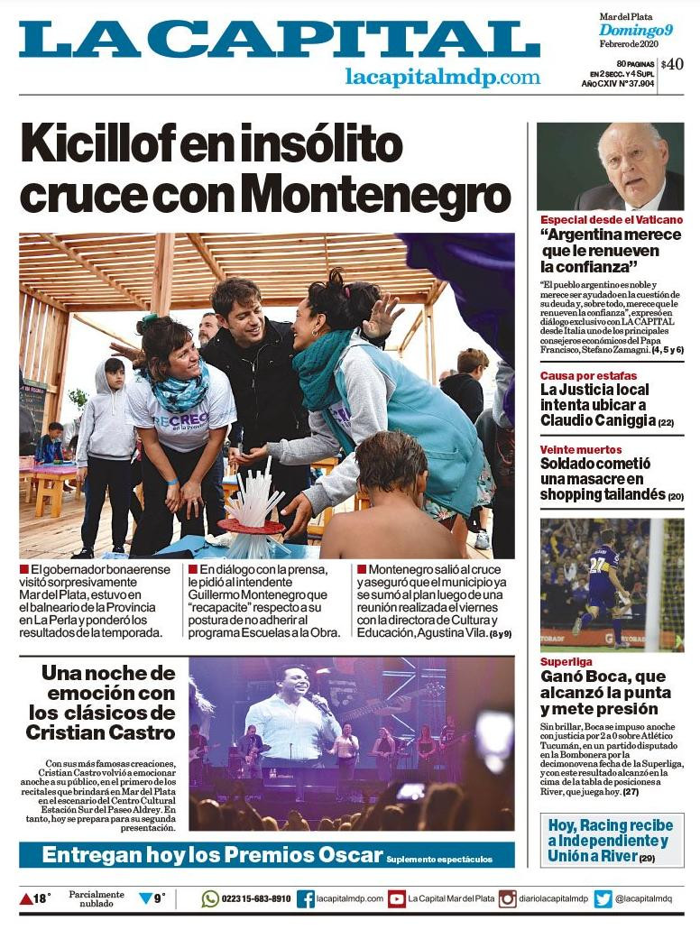 Tapas de Diarios, La Capital domingo 9 de febrero de 2020