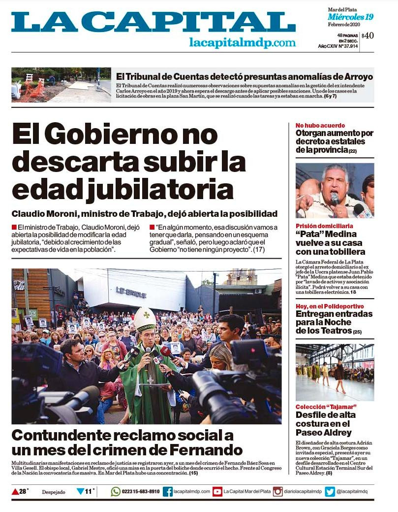 Tapas de diarios, La Capital, miércoles 19 de febrero de 2020
