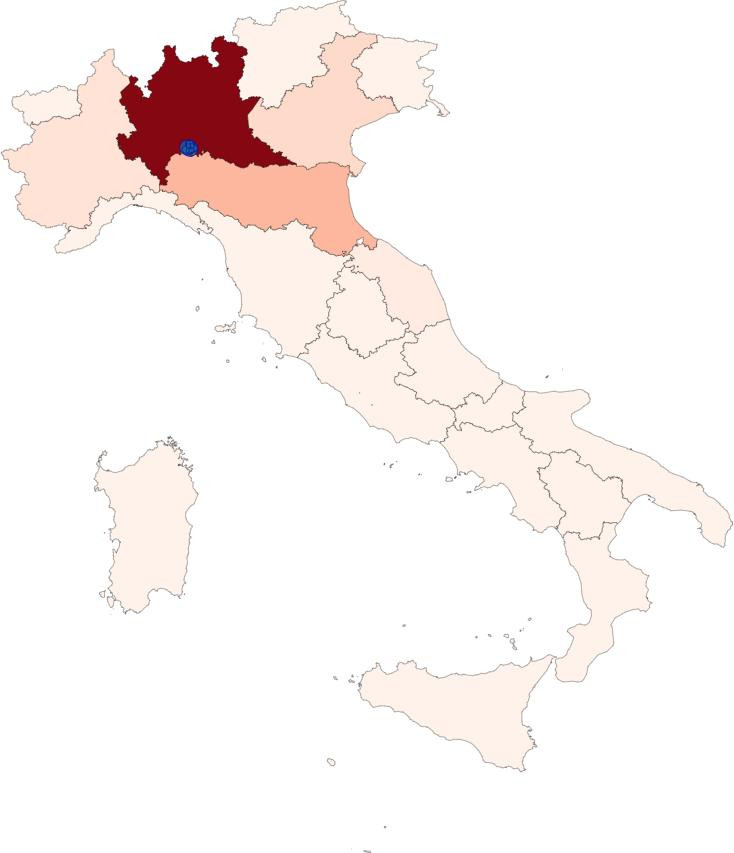 Coronavirus, Mapa, Italia
