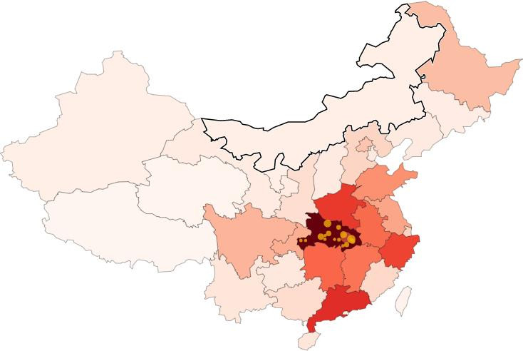 Coronavirus, Mapa, China