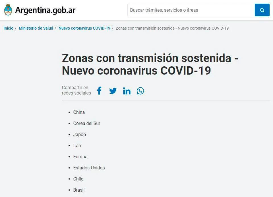 Coronavirus, Argentina, informe sobre Brasil y Chile