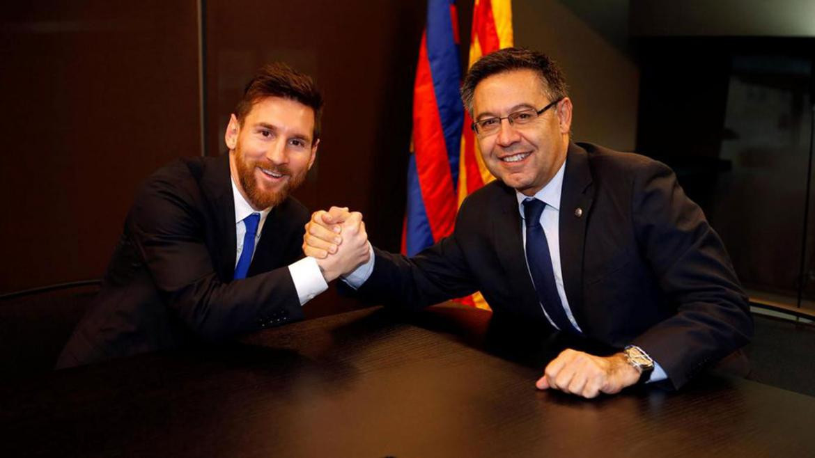 Lionel Messi y Josep Maria Bartomeu - Barcelona