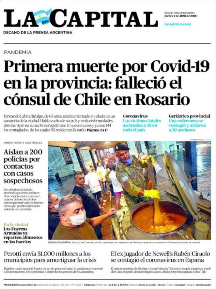 Tapas de diarios, La Capital, jueves 2 de abril de 2020
