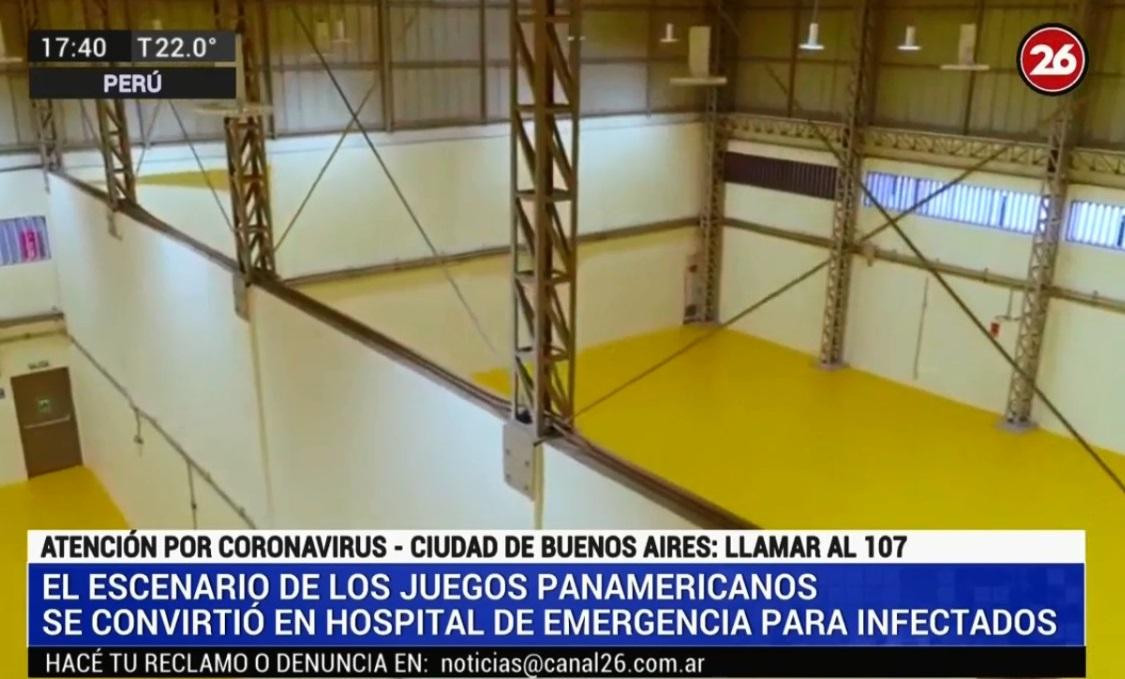 Sede de los Panamericanos de Perú adaptado para pacientes con coronavirus, CANAL 26