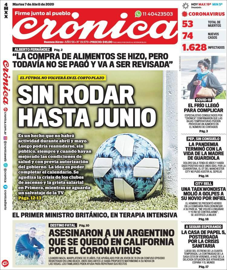 Tapas de diarios, Crónica, martes 7 de abril de 2020
