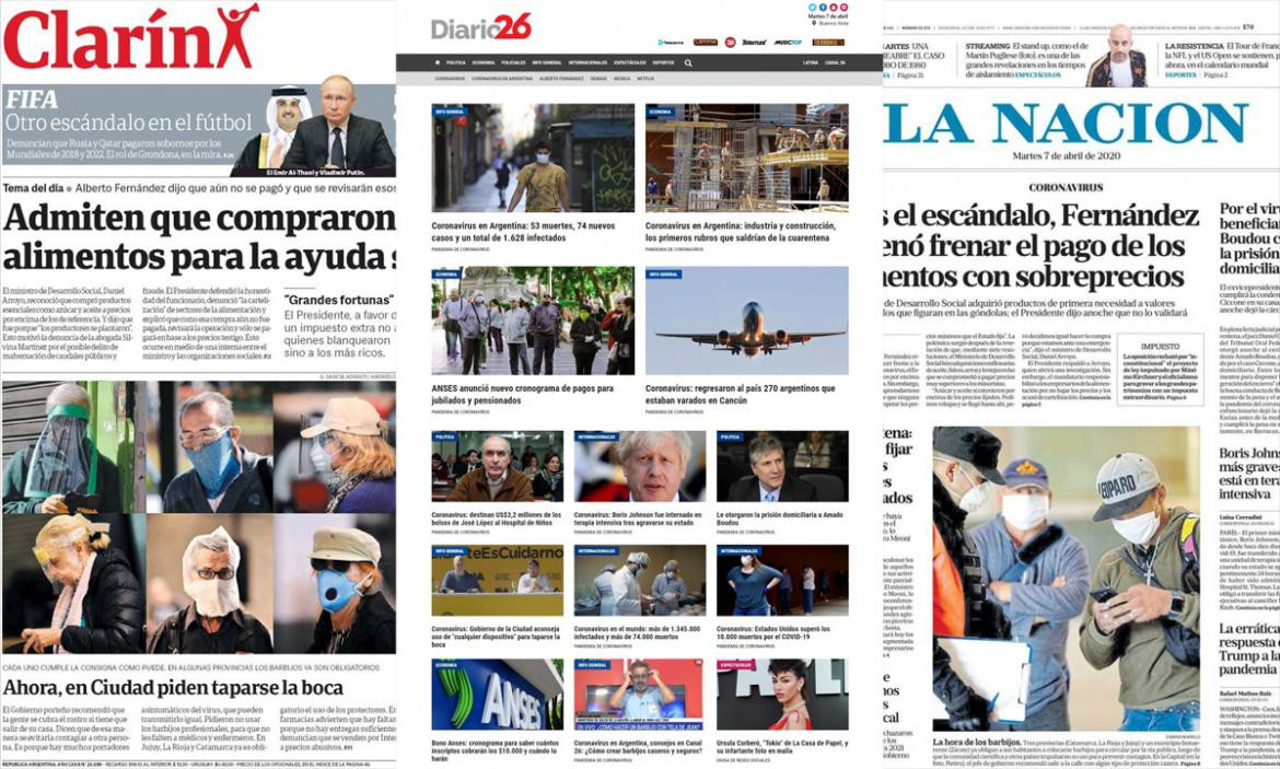 Tapas de diarios argentinos 7-4-20