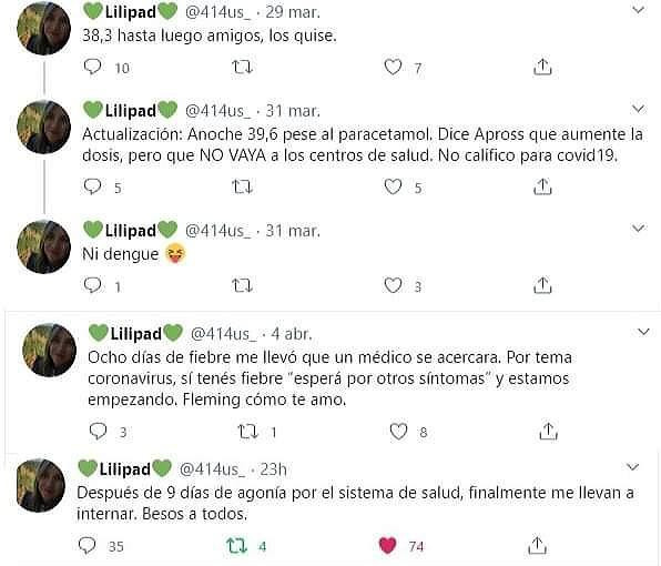 Liliana Giménez, relato en Twitter