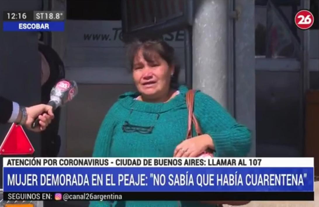 Mujer que violó la cuarentena en Panamericana