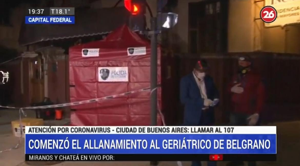 Coronavirus, Argentina, allanamiento a geriátrico en Belgrano, Canal 26