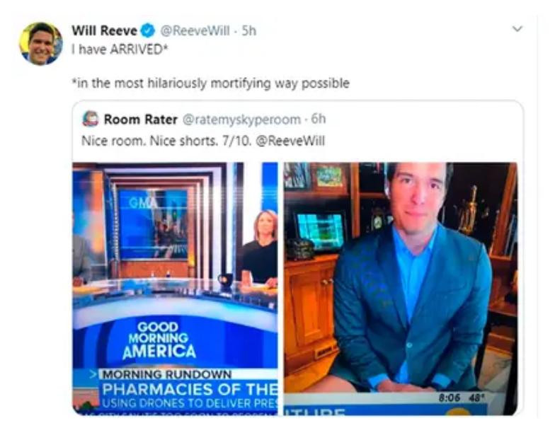 Papelón de Will Reeve en TV, sin pantalones al aire, Twitter	