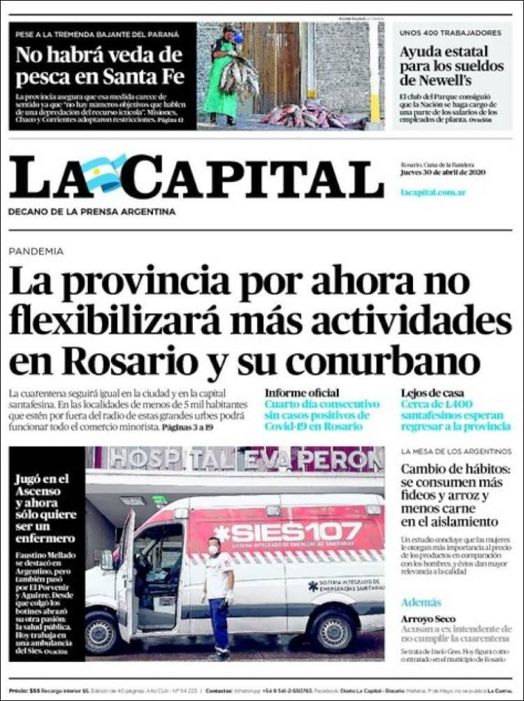 Tapas de diarios, La Capital, jueves 30 de abril de 2020