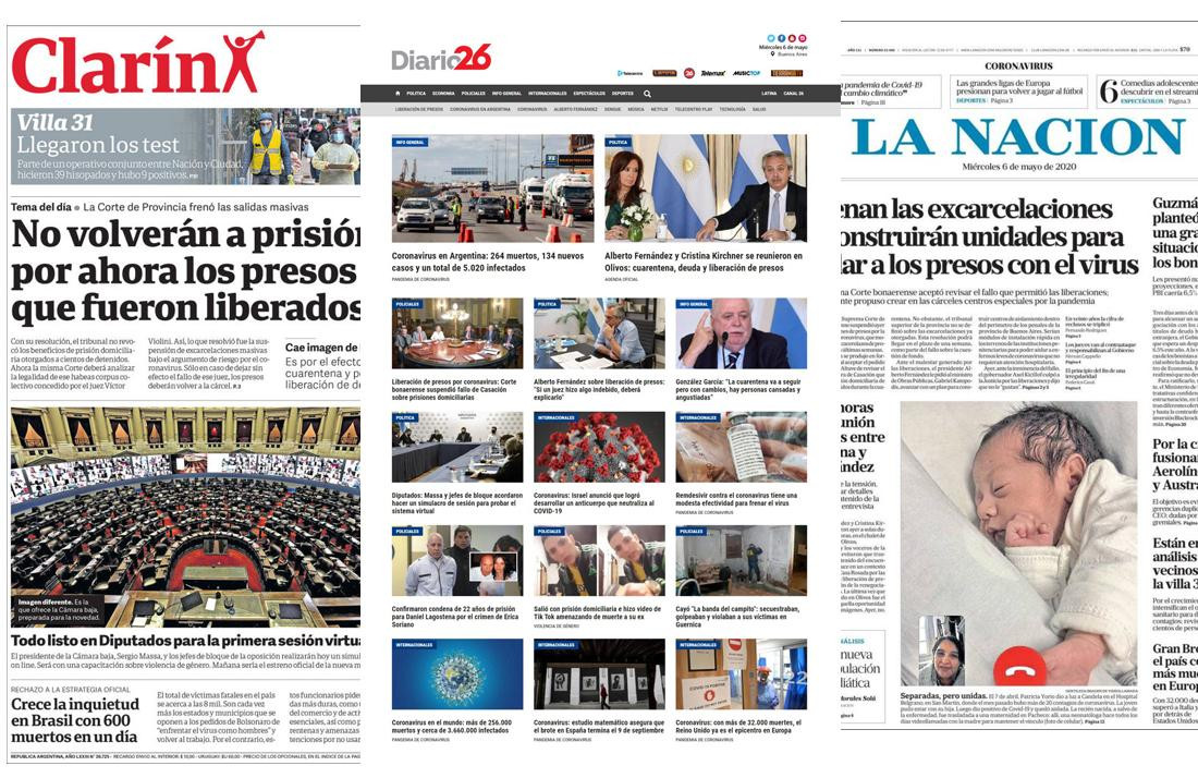 Tapas de diarios de Argentina, 6-5-20
