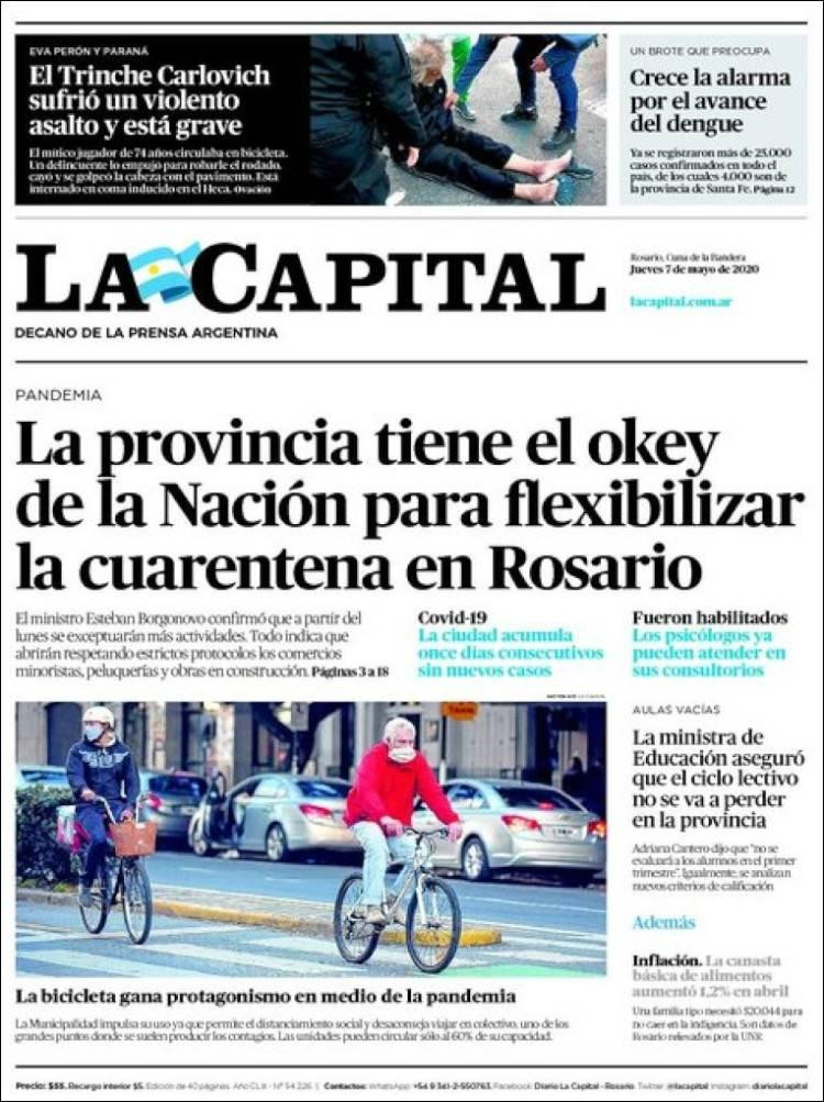 Tapas de diarios, La Capital, jueves 7 de mayo de 2020