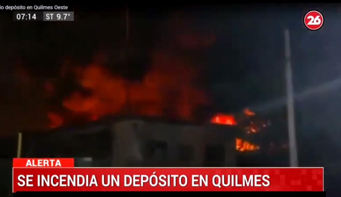 Voraz incendio en Quilmes, Canal 26