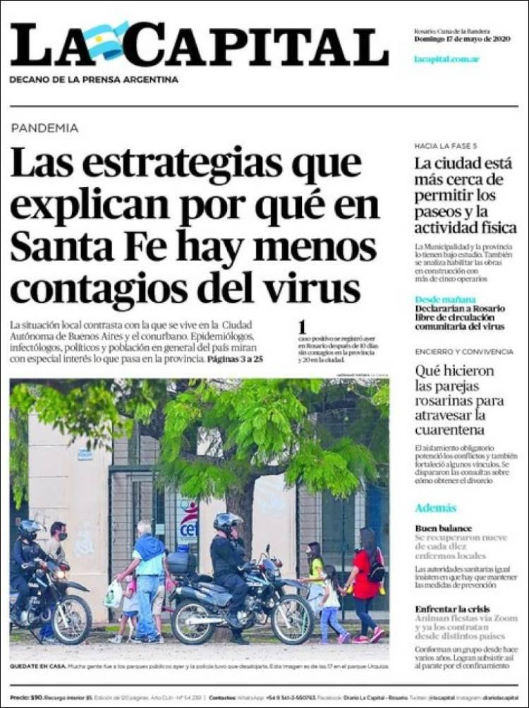 Tapas de diarios, La Capital, domingo 16 de mayo de 2020