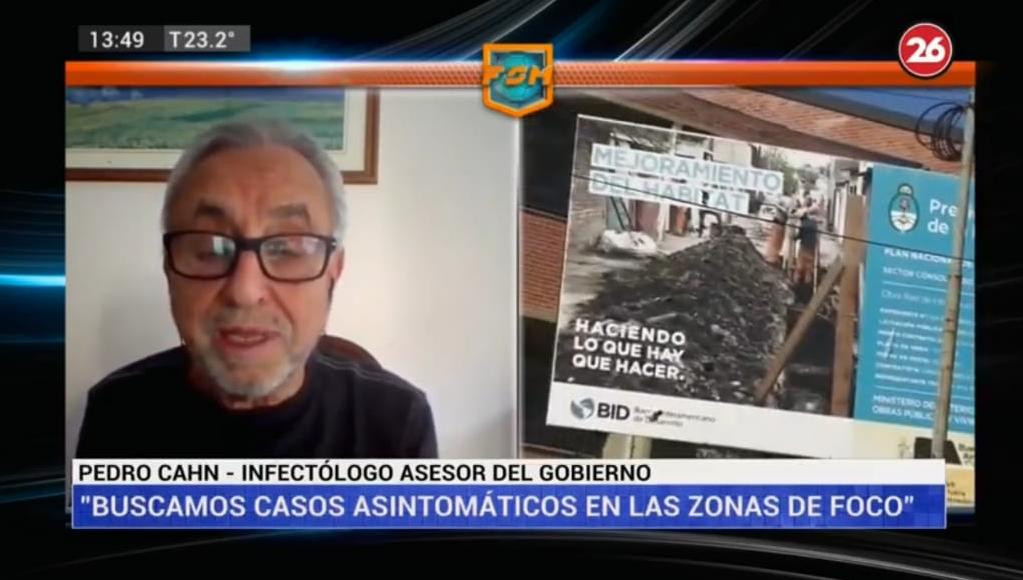 Coronavirus, Argentina, Pedro Cahn, asesor, Canal 26