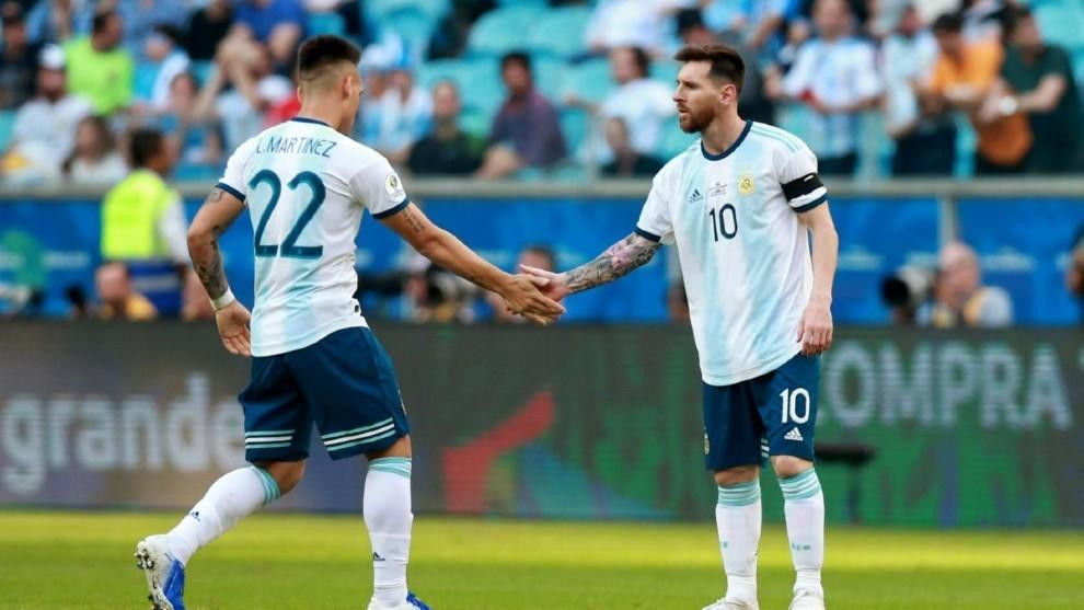 Messi y Lautaro Martínez, fútbol