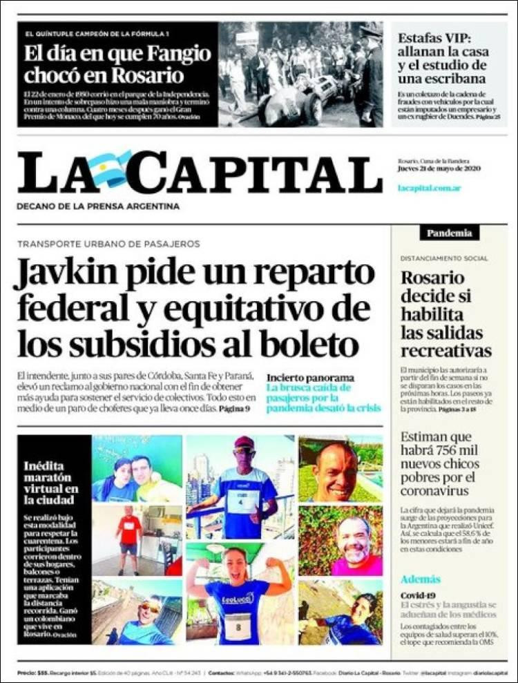 Tapas de diarios, La Capital, jueves 21 de mayo de 2020