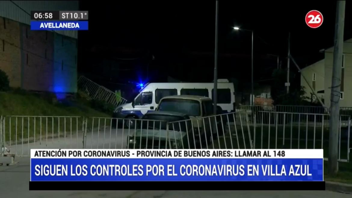 Operativo en Villa Azul por casos de coronavirus, móvil Canal 26