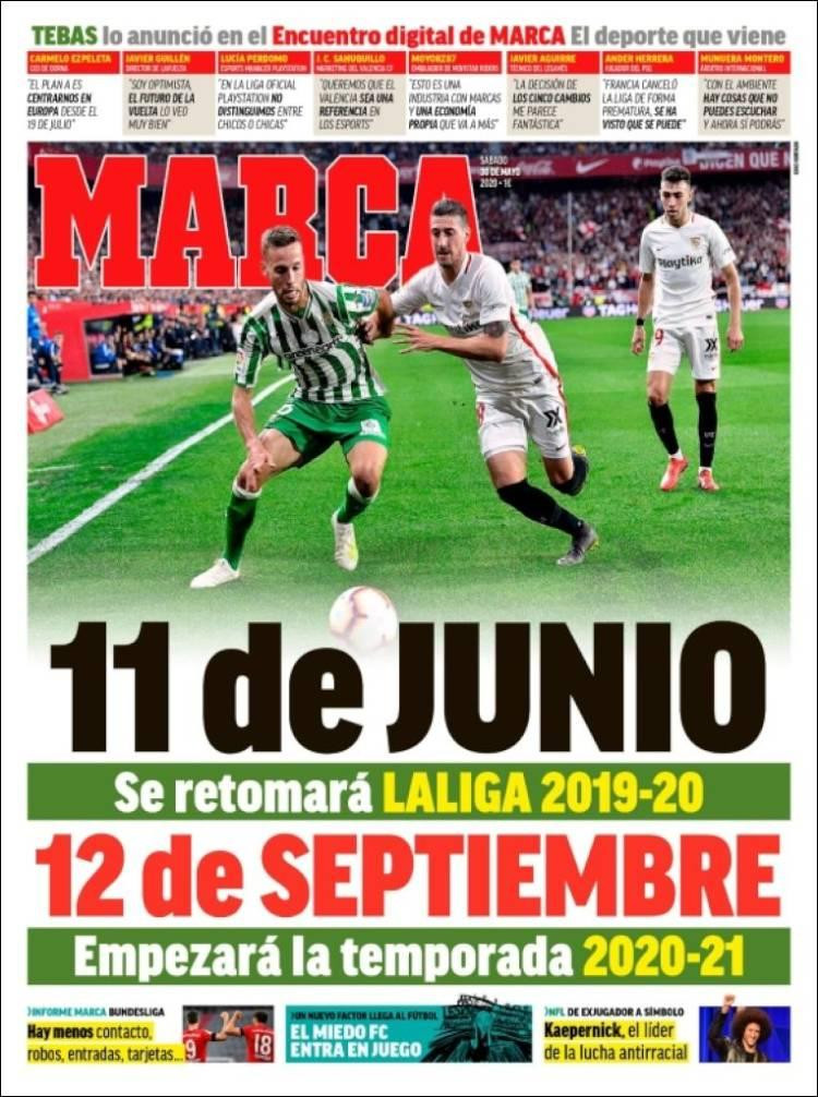Tapas de diarios, Marca de España, sábado 30 de mayo de 2020