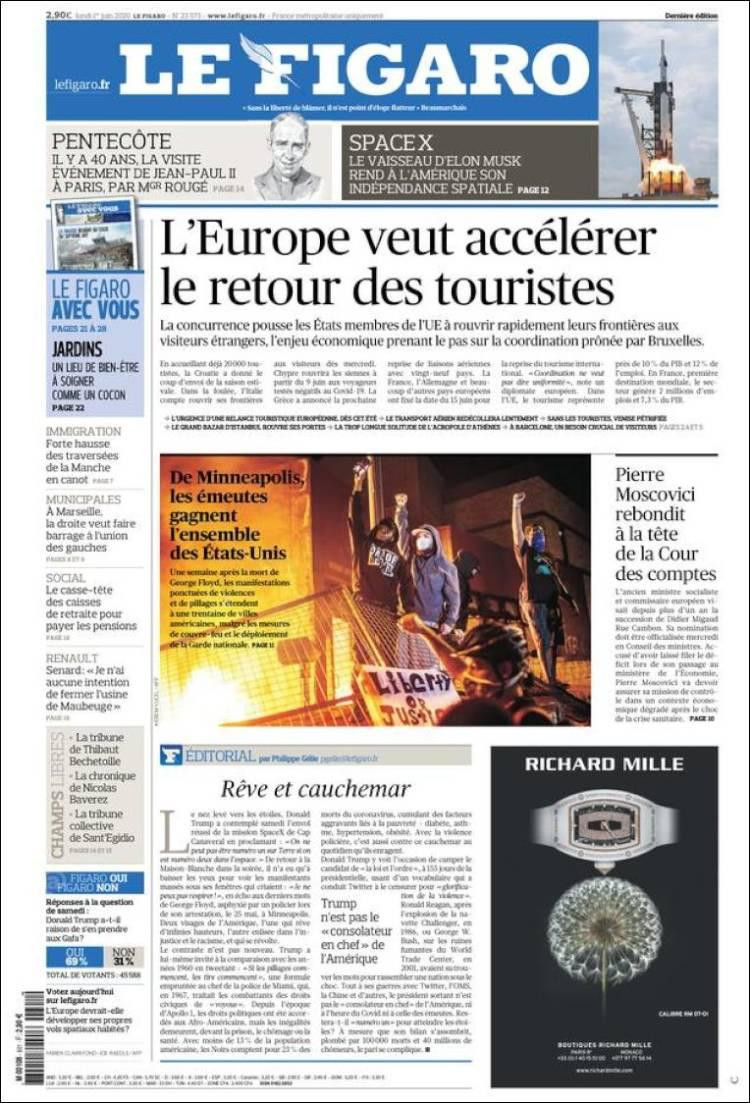 Tapas de diarios, Le Figaro, lunes 1 de junio de 2020