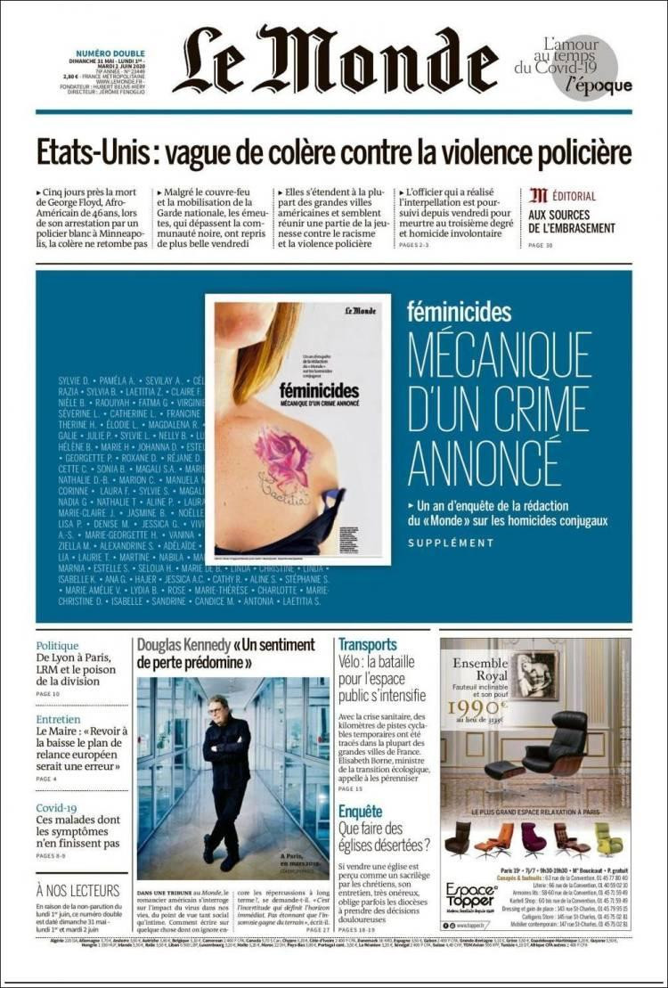 Tapas de diarios, Le Monde, martes 2 de junio de 2020