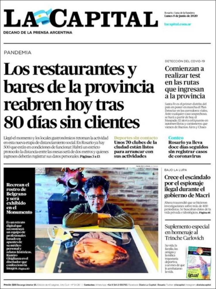 Tapas de diarios, La Capital, lunes 8 de junio de 2020