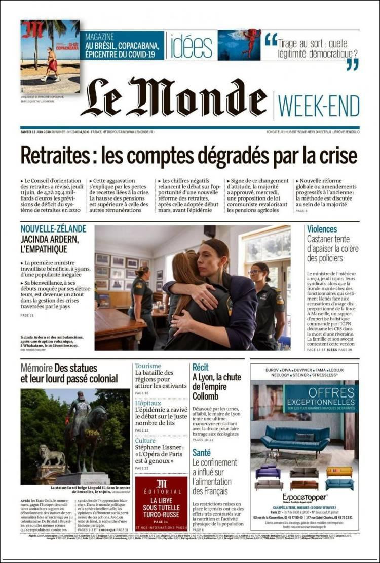 Tapas de diarios, Le monde, sábado 13 de junio de 2020	
