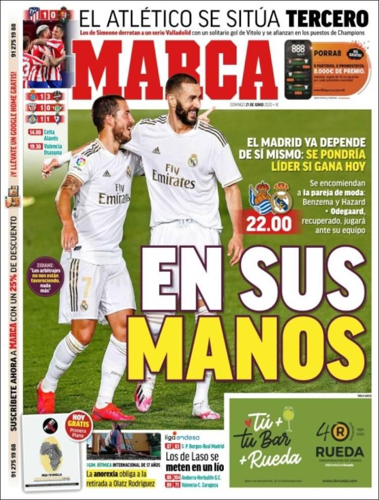 Tapas de diarios, Marca de España, domingo 21 de junio de 2020