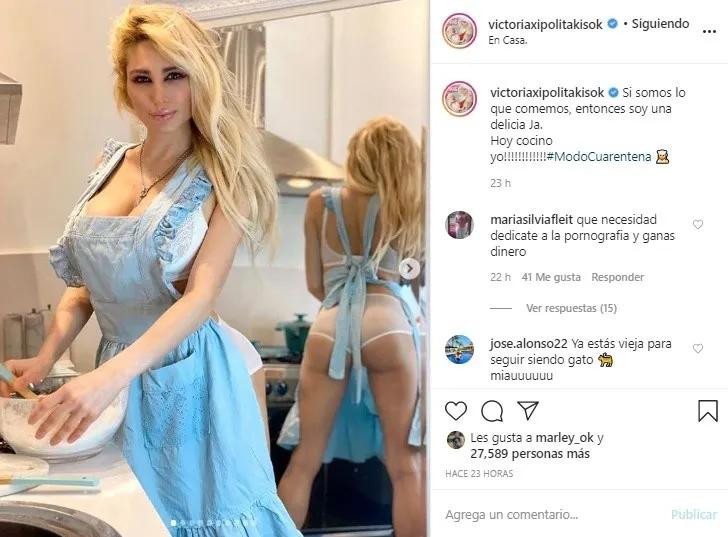 Vicky Xipolitakis, cocinera hot, prendió fuego Instagram con poca ropa en la cocina