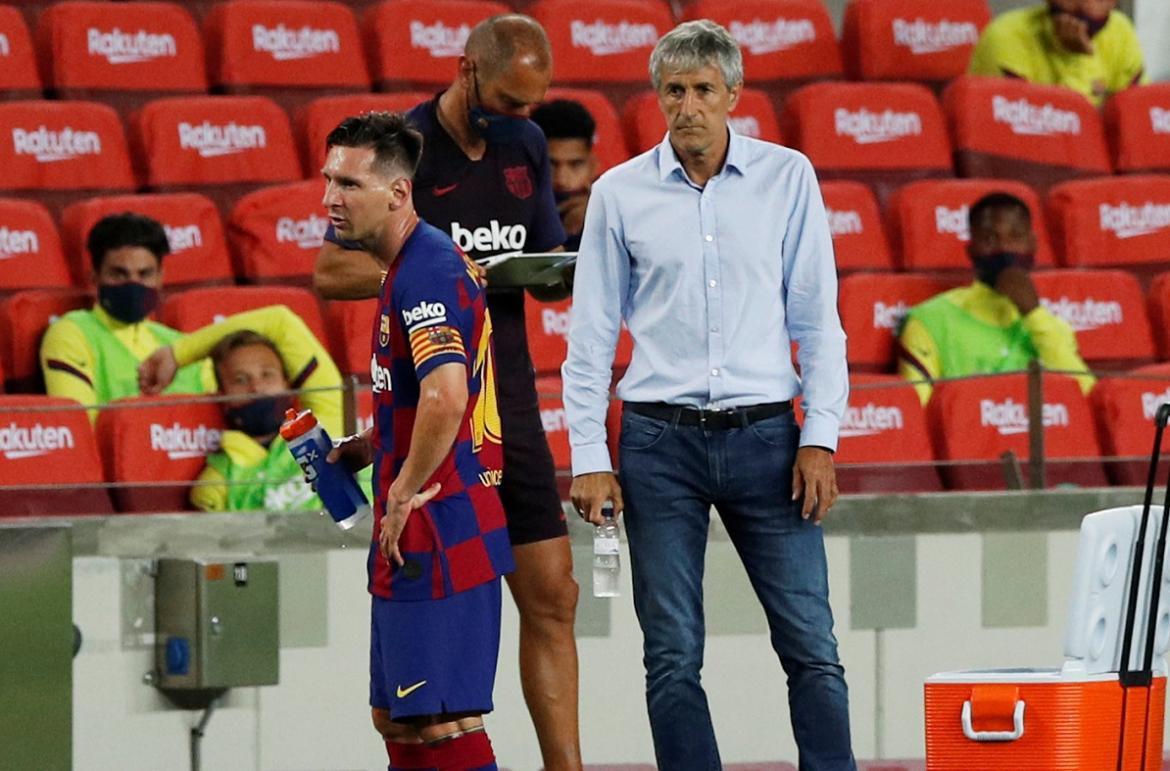 Lionel Messi y Quique Setién, Barcelona, Reuters