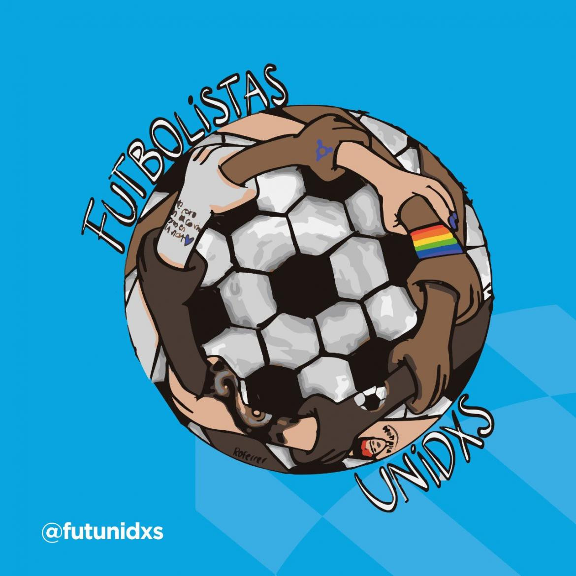 Pelota de fútbol inclusiva, jugadores y jugadoras, Twitter Futbolistas Unidos