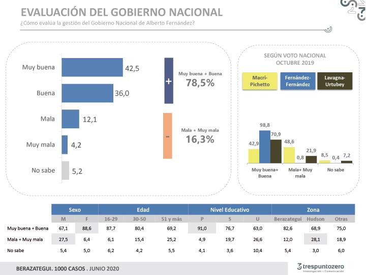 Encuesta Berazategui junio 2020, Evaluación del Gobierno Nacional, Alberto Fernández