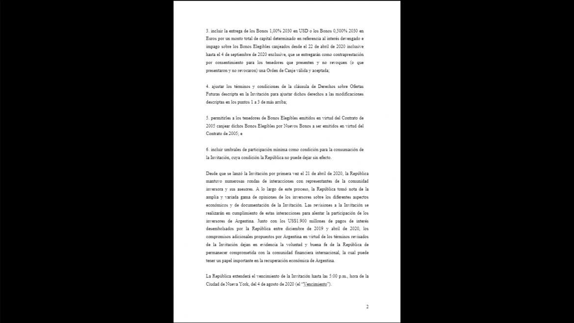 Gobierno, Nueva oferta argentina a bonistas 2
