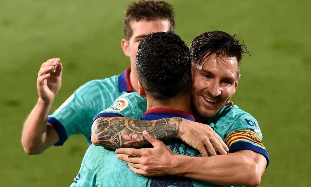 Lionel Messi, festejo con Luis Suárez, Barcelona, Reuters