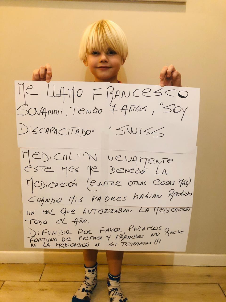 Francesco Sovanni, nene de Lanús que necesita tratamiento especial