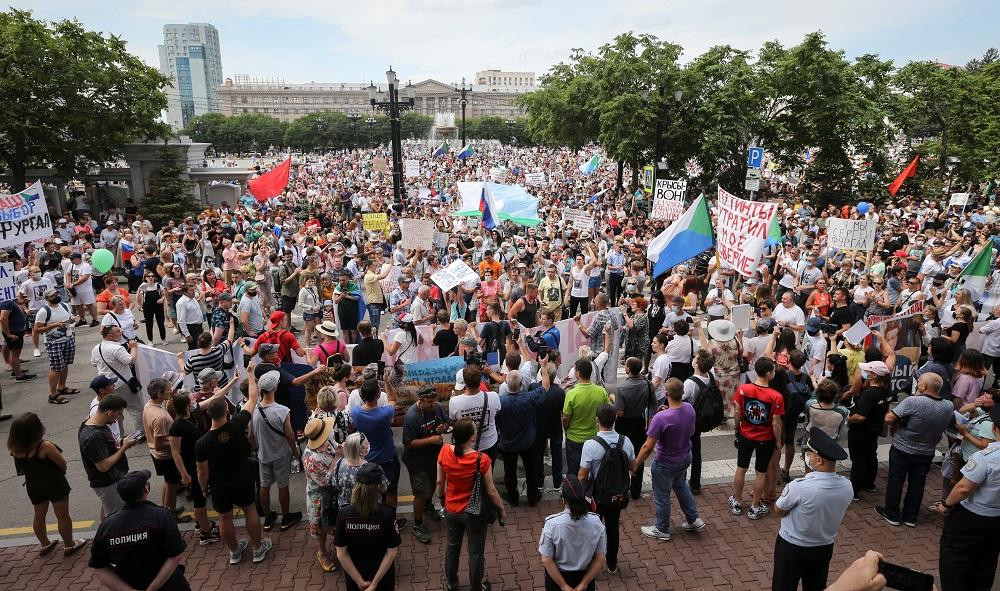Protestas en Rusia tras detención del gobernador regional Serguéi Furgal, Reuters