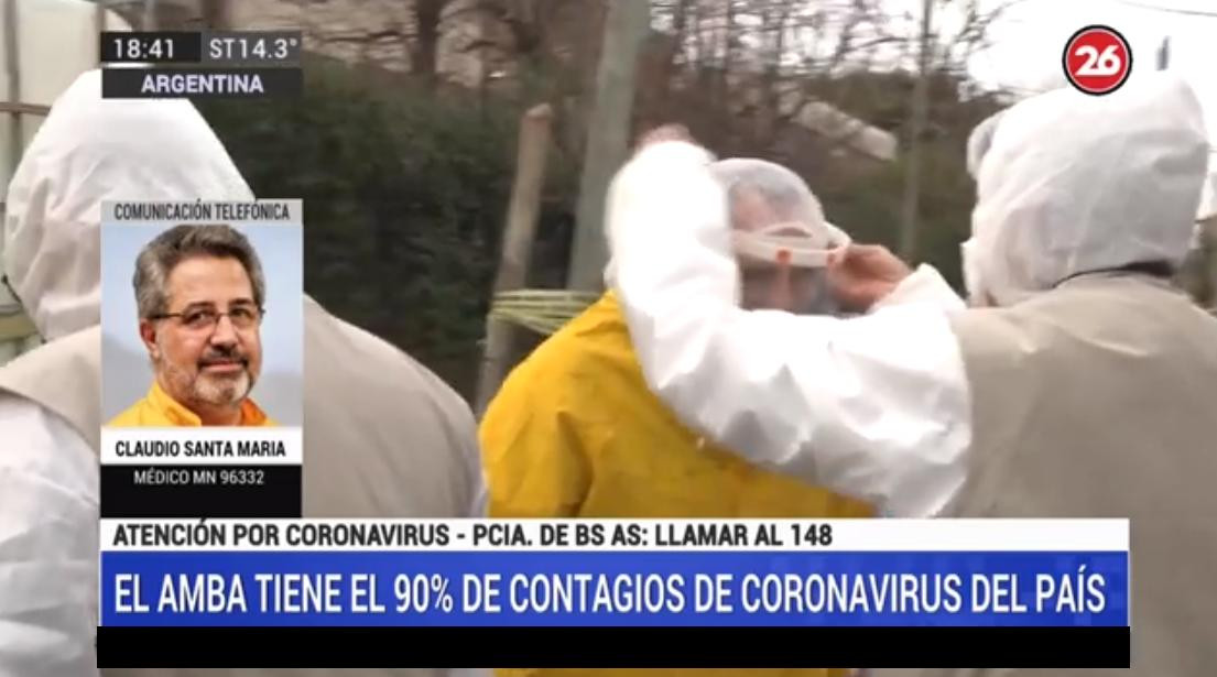 Dr. Santa María, coronavirus en Argentina, Canal 26
