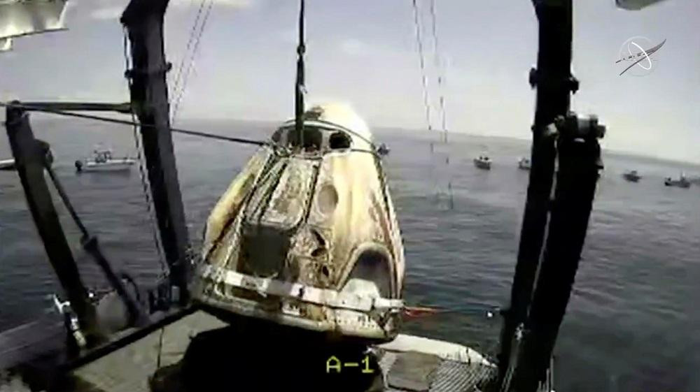 Llegada del SpaceX al mar, Foto NASA, Reuters	