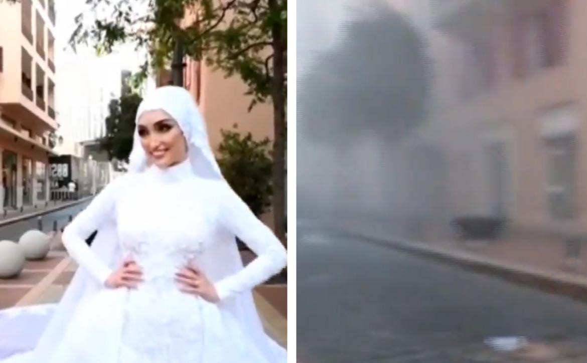 Video, explosión en El Líbano, novia