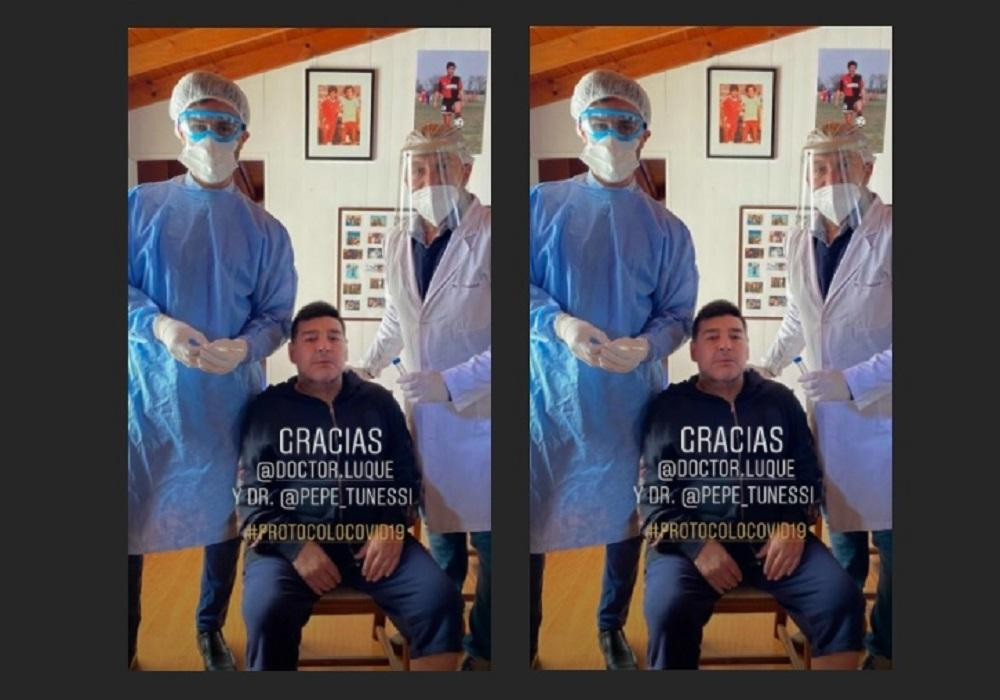 Maradona se realizó el hisopado correspondiente el test de coronavirus, INSTAGRAM