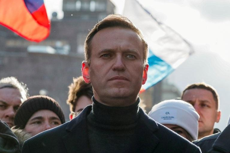 Navalny durante una marcha para el quinto aniversario del asesinato del opositor Boris Nemtsov en febrero de 2020, REUTERS