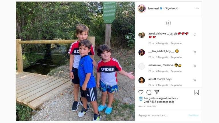 Publicación de Messi en Instagram, hijos