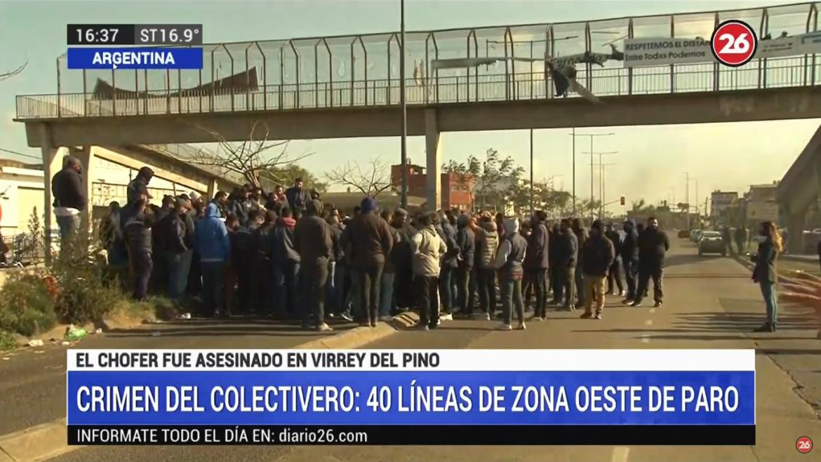 Colectivero asesinado en Virrey del Pino, cortaron Ruta 3, Canal 26