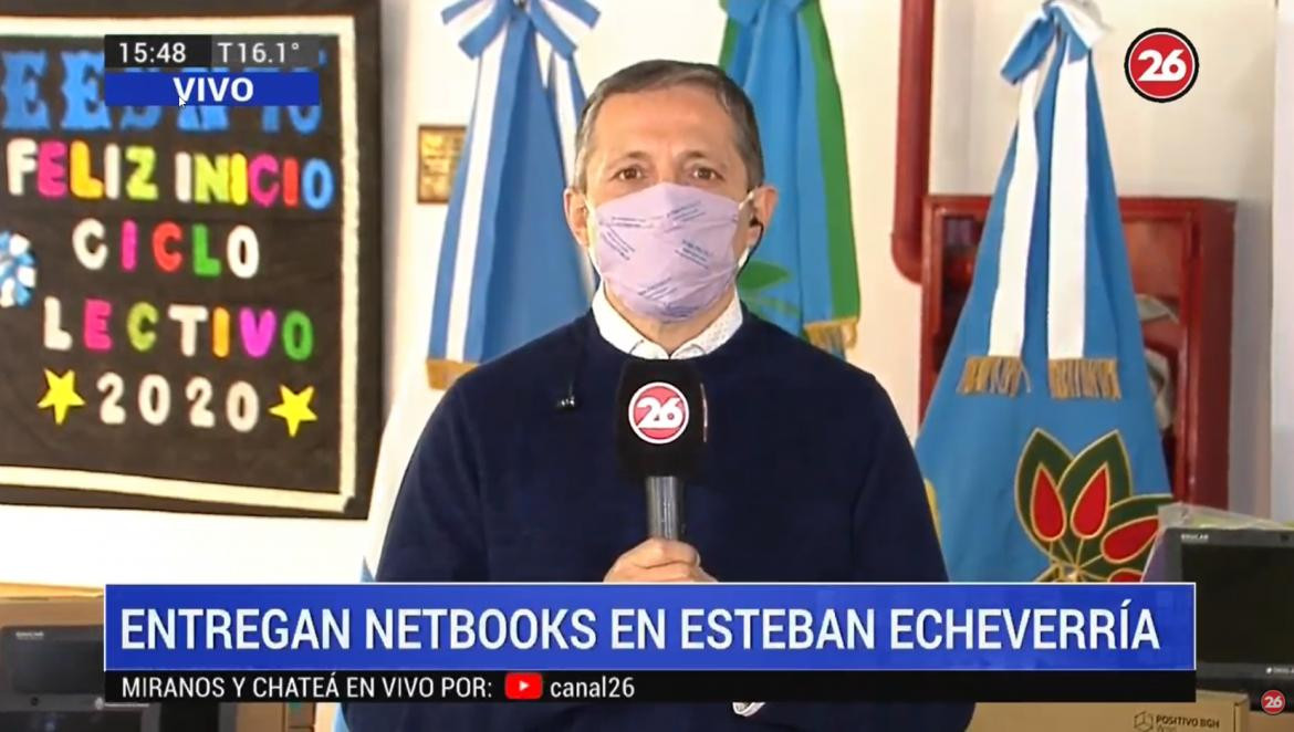 Fernando Gray, intendente de Esteban Echeverría, entrega de computadoras, Canal 26