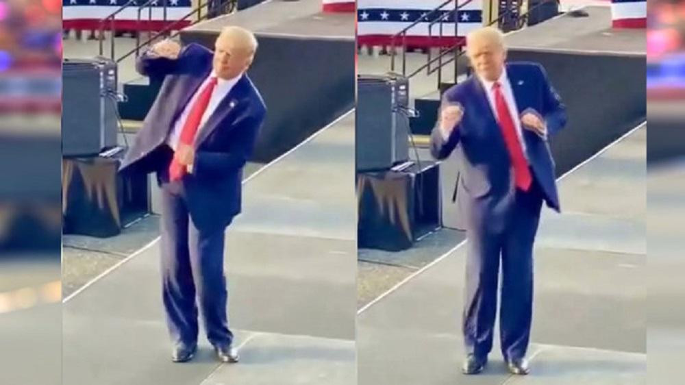 Trump bailando en la reunión