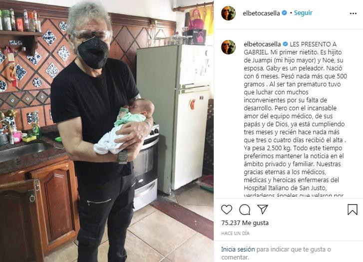 Beto Casella presentó a su nieto
