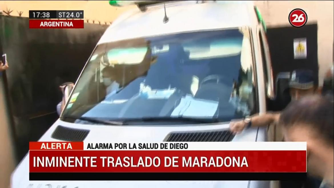 Diego Armando Maradona, traslado para operación, CANAL 26