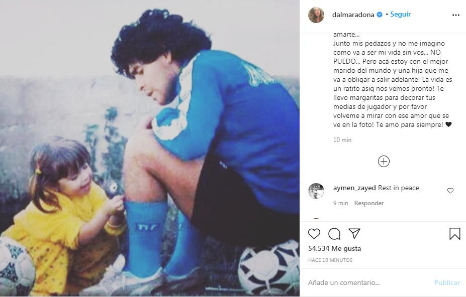 Dalma Maradona y el adiós en Instagram a su padre, Diego Maradona